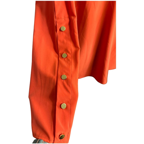 Chico's Orange Long Sleeve Choker Neck Blouse, Chico's Size 2 (M) - Picture 4 of 6